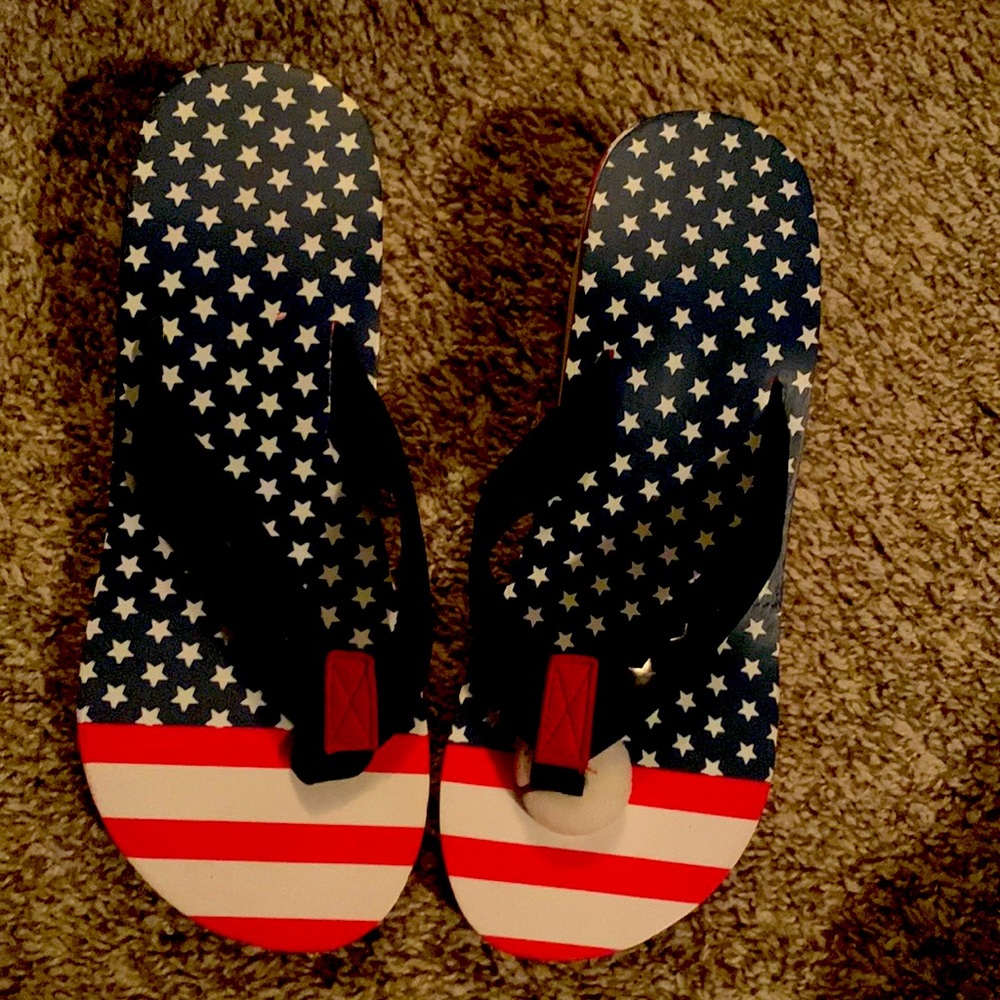 Red White and Blue Flip Flops - Size Large 9/10